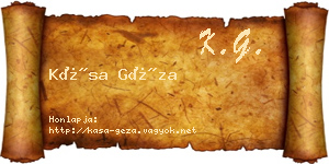 Kása Géza névjegykártya